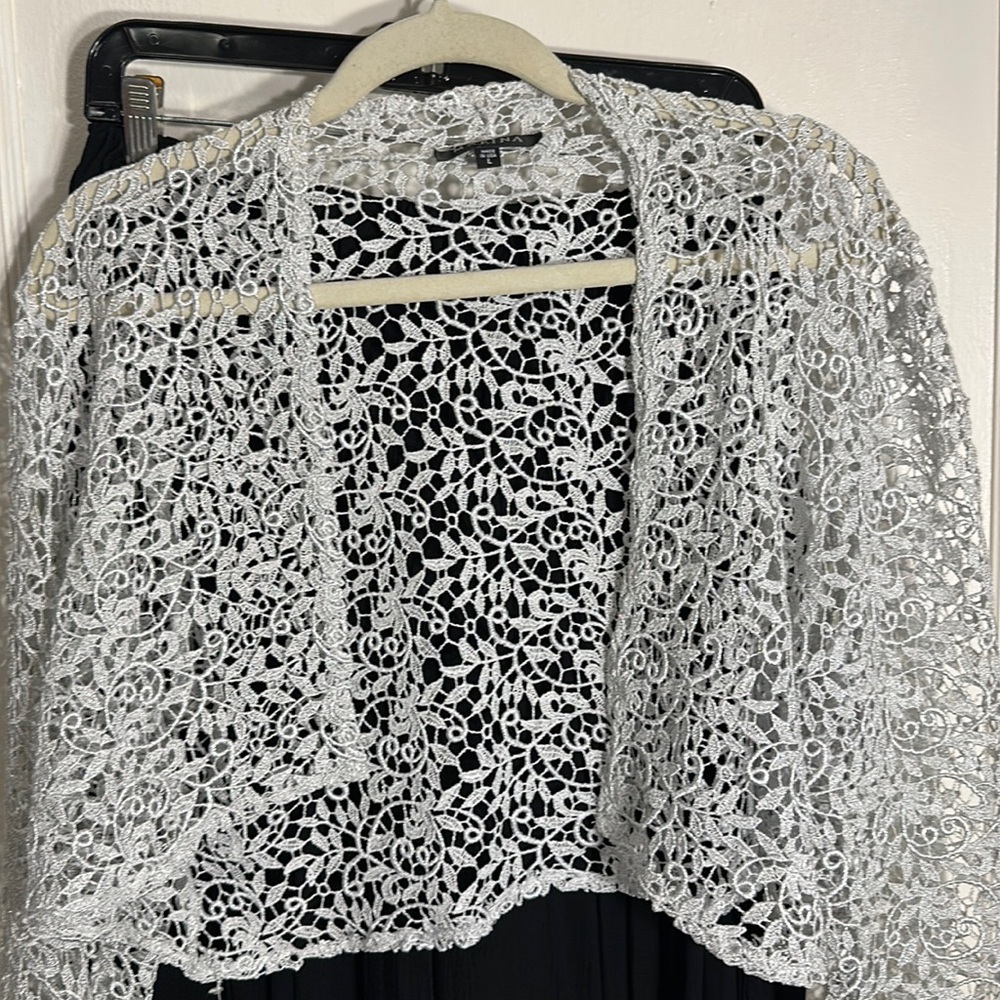 Lace white with silver thread